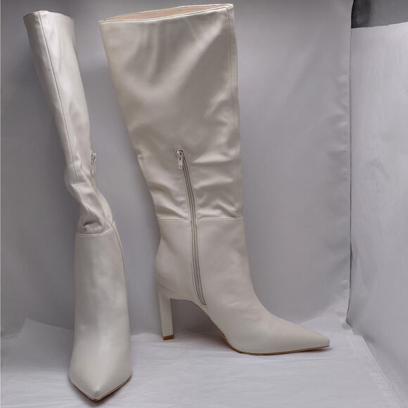 Lulus Womens Size 11 Ivory Olivet Over Knee High Heel Boots Pointed Toe NWT - Picture 4 of 12